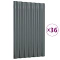 vidaXL Strešné panely 36 ks pozinkovaná oceľ antracitové 60x36 cm
