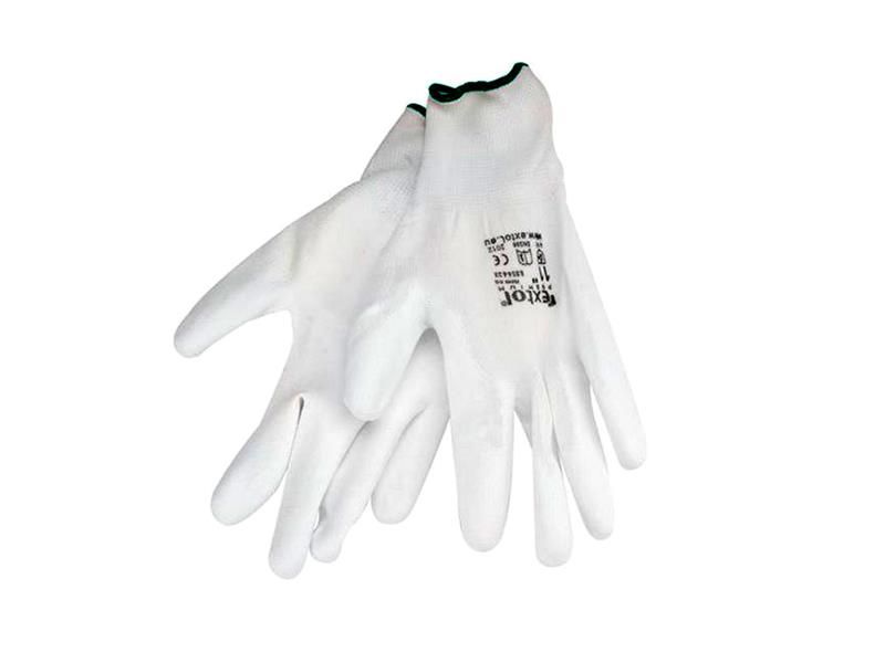 Rukavice 8 "biele z polyesteru polomáčané v PU, EXTOL PREMIUM