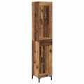 vidaXL Highboard Staré drevo 34,5 x 34 x 180 cm Kompozitné drevo
