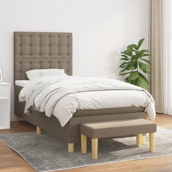 vidaXL Posteľný rám boxsping s matracom sivohnedý 90x200 cm látka