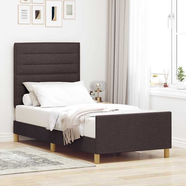 vidaXL Rám postele s čelnou doskou Tmavo hnedá 80 x 200 cm látka