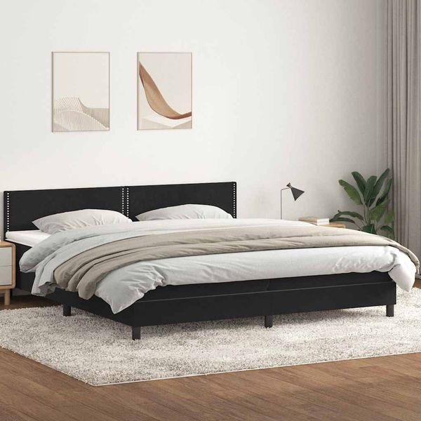 vidaXL Box Spring Posteľ s matracom Čierna 180x220 cm Zamat