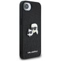 Karl Lagerfeld HC Fixed Glitter K&C Heads Logo Metal Pin puzdro pre iPhone 16e Čierna