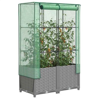 vidaXL Záhon s krytom na skleník ratanový vzhľad 80x40x138 cm