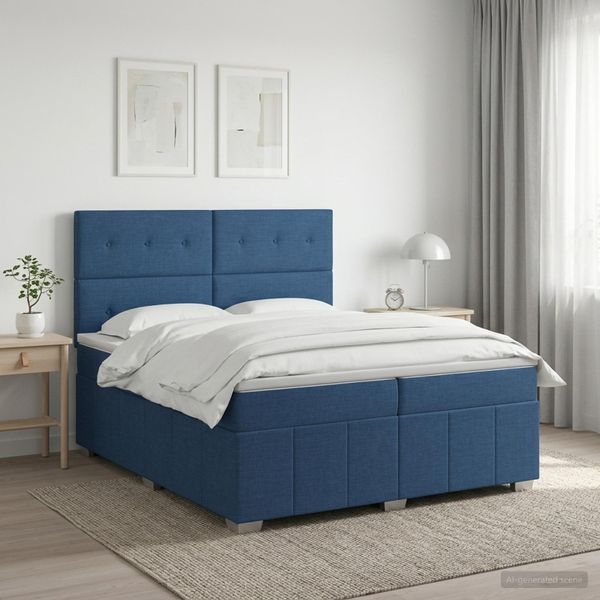 vidaXL Posteľ boxspring s matracom Modrá 200 x 200 cm Látka