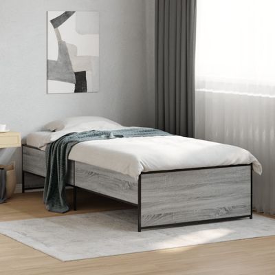 vidaXL Posteľný rám sivý sonoma 100x200 cm kompozitné drevo a kov