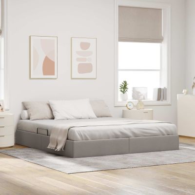 vidaXL Otomanový posteľný rám s úložiskom Sivohnedá 180 x 200 cm látka