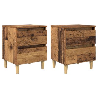 vidaXL Posteľné skrinky so zásuvkou 2 pcs Staré drevo 40 x 35 x 50 cm
