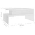 vidaXL Konferenčný stolík biely 90x60x42,5 cm drevotrieska