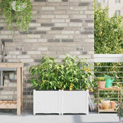 vidaXL Záhradný kvetináč 2 pcs Biely 80 x 40 x 37,5 cm Plast