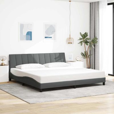 vidaXL Rám postele bez matraca Hanko tmavosivá 200x200 cm látka