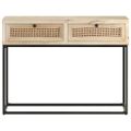 vidaXL Konzolový stolík 100x35x76 cm mangovníkový masív a prírodná trstina