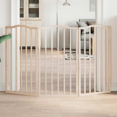 vidaXL Brána pre psa skladacia 3 panely 150 cm topoľové drevo