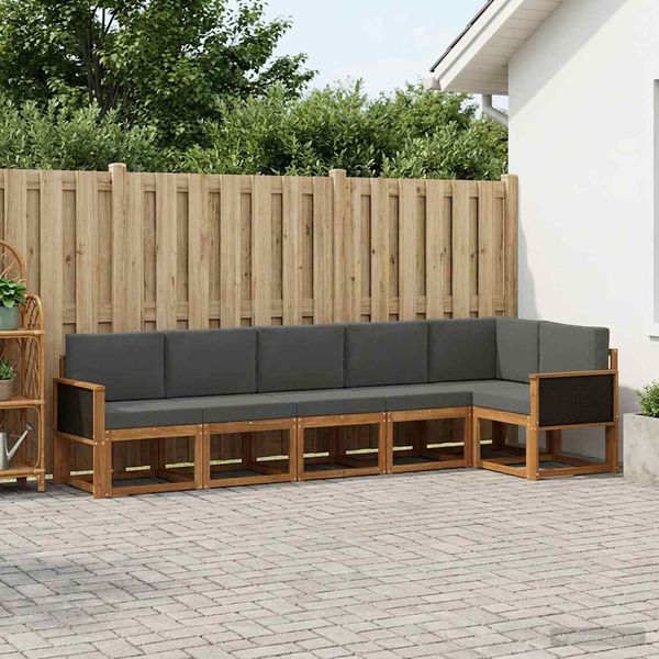 vidaXL Záhradná súprava gaučov 6 pcs Prírodná a antracitová Polyester