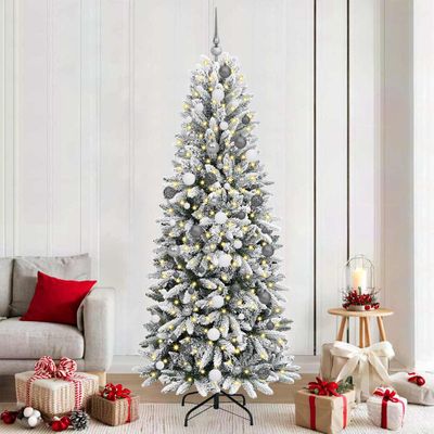 vidaXL Umelý vianočný stromček Biela 210 cm PVC a plast a oceľ a PE