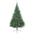 vidaXL Umelý predsvietený vianočný stromček Zelená 240 cm PVC