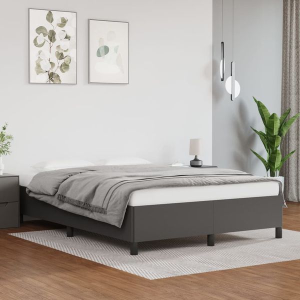 vidaXL Posteľný rám sivý 140x190 cm umelá koža