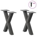 vidaXL Nohy konferenčného stolíka v tvare X, 2 ks, antracitové, 30 x (30-31) cm, oceľ