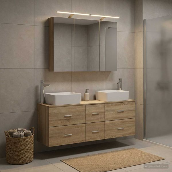 vidaXL Sada kúpeľňového nábytku 4 pcs Dub sonoma