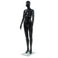 vidaXL Dámska figurína, sklenený podstavec, lesklá čierna 175 cm