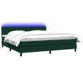 vidaXL Box Spring Posteľ s matracom a LED Tmavo zelená 200x210 cm Zamat