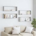 vidaXL Nástenné police 4ks betónovo sivé 80x15x26,5cm kompozitné drevo