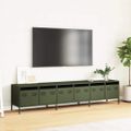 vidaXL TV skrinka olivovozelená 202x39x43,5 cm oceľ valcovaná studena
