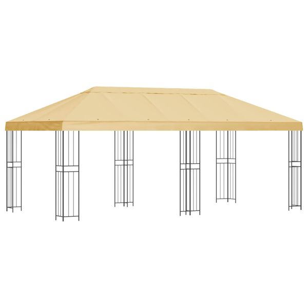 vidaXL Altánok so stenami 6 x 3 m Krémová Polyester a oceľ 190