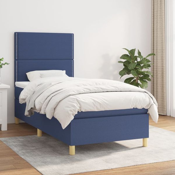 vidaXL Posteľný rám boxsping s matracom modrý 80x200 cm látka
