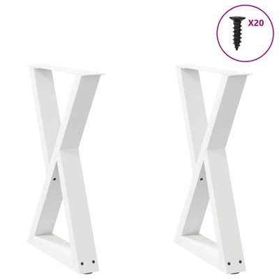 vidaXL Nohy k jedálenskému stolu 2 ks biele 50 x (72-73,3) cm oceľové