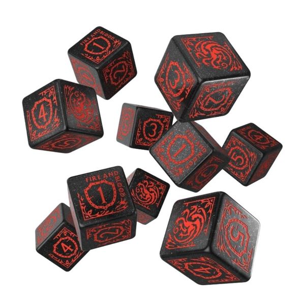 Sada šesťstranných kociek Game of Thrones - Targaryen (10 ks)