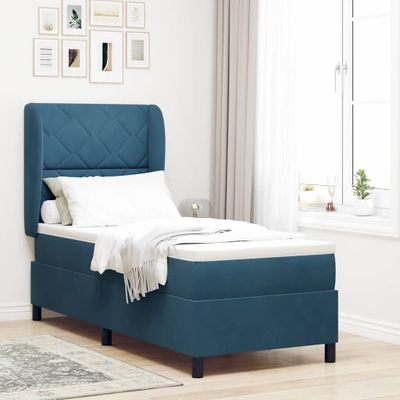 vidaXL Posteľ s pružinovým rámom Tmavomodrá 200 x 80 cm Zamat