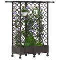 vidaXL Vyvýšený záhon s mriežkou a strechou Hnedá 124 x 40 x 127 cm PP