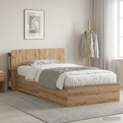 vidaXL Rám postele so skladom Dub artisan 90 x 190 cm Kompozitné drevo