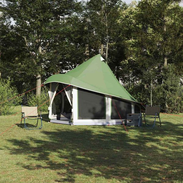 vidaXL Tipi stan so strechou Zelená 404 x 370 x 270 cm taft