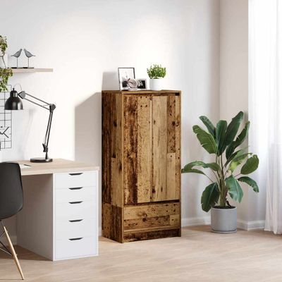vidaXL skriňa so zásuvkou Old Wood 55,5x34x119,5 cm Engineered Wood