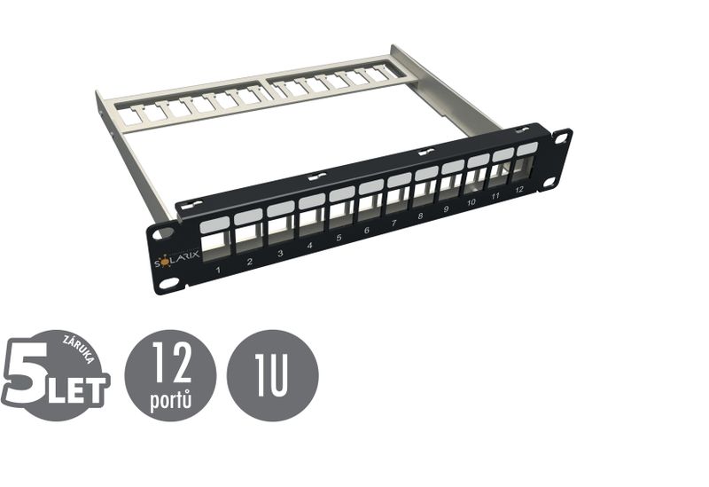 10'' Patch pán. Solarix 12port neosadený 1U