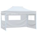 vidaXL Skladací párty stan s 3 stenami 291x413x315 cm, biely