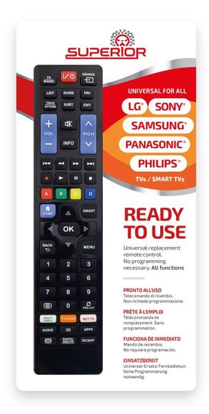 Univerzálny ovládač SUPERIOR pre TV a SMART TV, Sony, Samsung, LG Univerzálny ovládač SUPERIOR pre TV a SMART TV, Sony, Samsung, LG