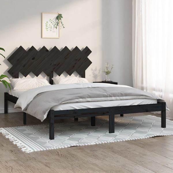 vidaXL Posteľný rám čierny 150x200 cm King masívne drevo