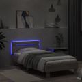 vidaXL Posteľný rám s čelom a LED svetlami sivý sonoma 90x190 cm