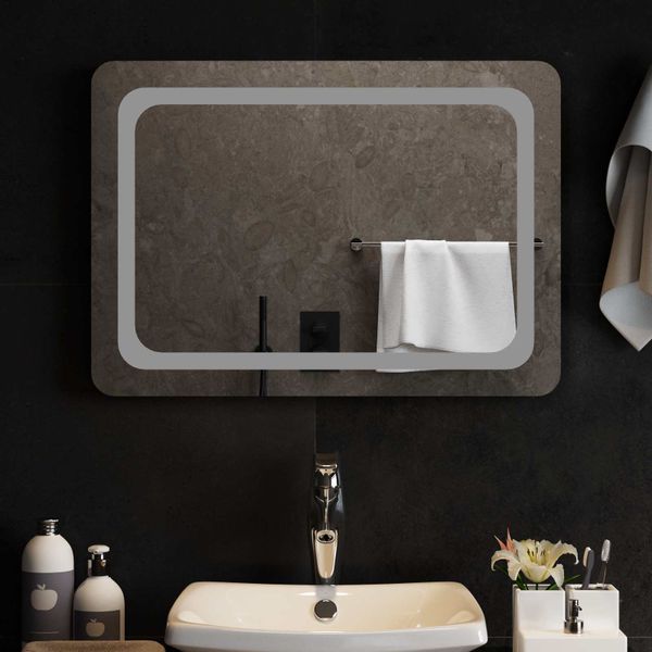 vidaXL Zrkadlo do kúpeľne s LED Priehľadná 70 x 50 cm tvrdené sklo