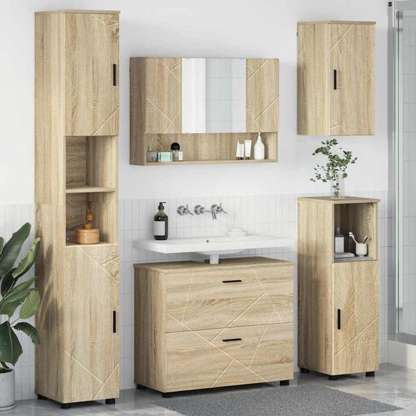 vidaXL Sada kúpeľňového nábytku 5 ks Sonoma dub 35 x 30 x 192 cm