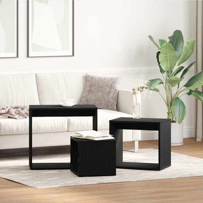 vidaXL Hniezdiaci stôl 3 pcs Čierny dub Kompozitné drevo