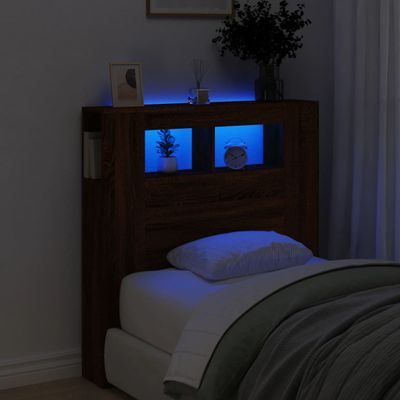 vidaXL Čelo s LED hnedý dub 100x18,5x103,5 cm kompozitné drevo