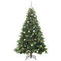 vidaXL Umelý vianočný stromček s 300 LED-i Zelená 210 cm PE a PVC