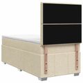 vidaXL LED boxspring posteľ s matracom Krémová 90 x 200 cm Látka