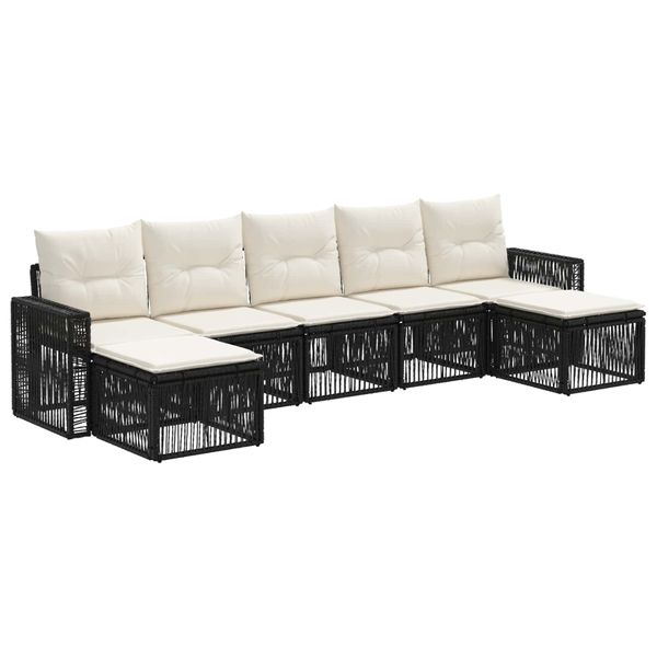 vidaXL Súprava záhradných pohoviek 7 pcs Čierna a krémová biela