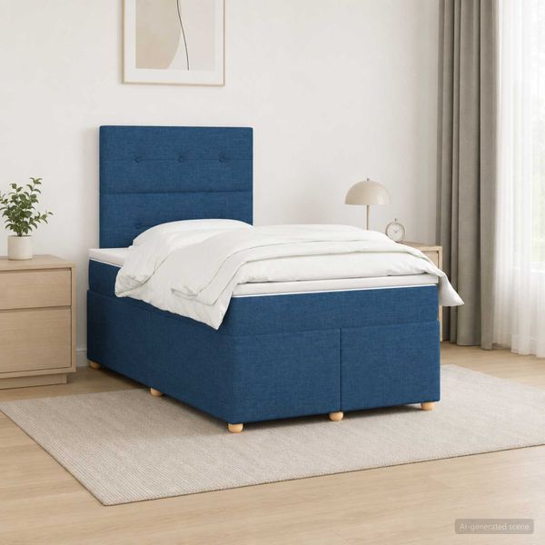 vidaXL Posteľ boxspring s matracom Modrá 120 x 200 cm Látka