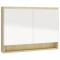 vidaXL Kúpeľňová zrkadlová skrinka 80x15x60 cm MDF biela a dubová
